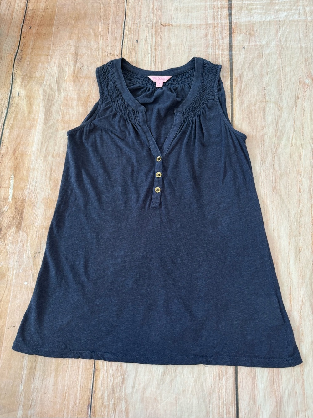 Lilly Pulitzer Tank Top Women’s Small Navy Blue V-Neck 100% Cotton Casual